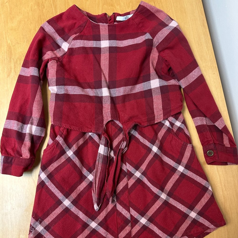 Marks & Spencer Girls Beautiful Red Stripped  Dress Size 6-7 yrs In Great Shape!
